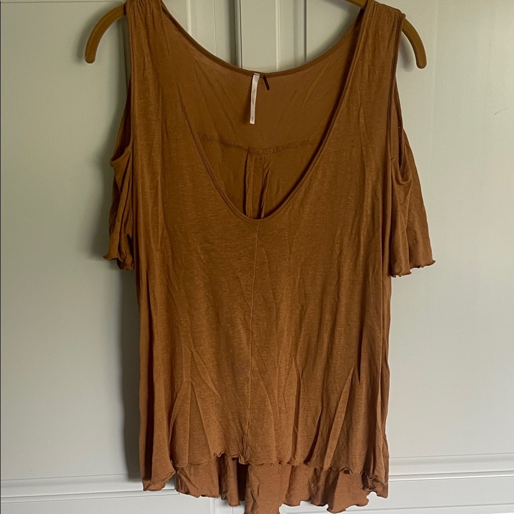 Free People Rust Orange Cold-Shoulder Scoop Neck Tunic